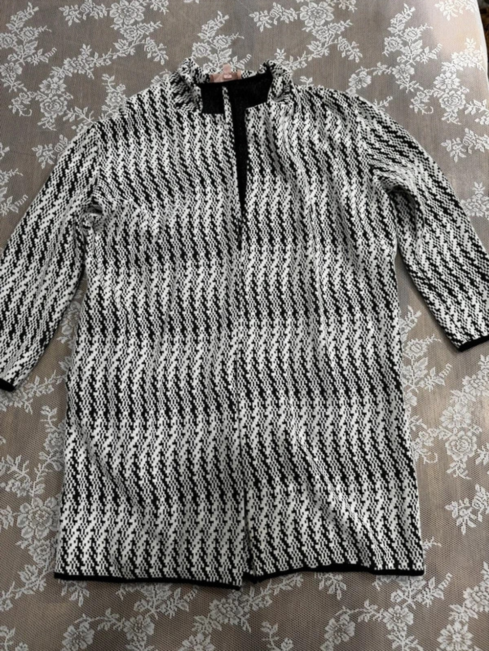 black and white textured cardigan